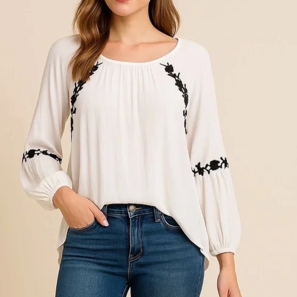 VeraWang~ Simply Vera, Boho, Peasant Blouse - Picture 1 of 7